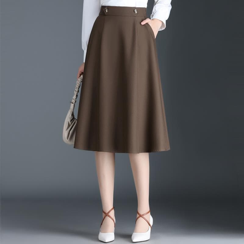 60代ファッション シンプル上品ロング丈フレアスカート