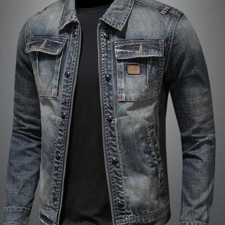 60代ファッション ヴィンテージ加工デニムジャケット