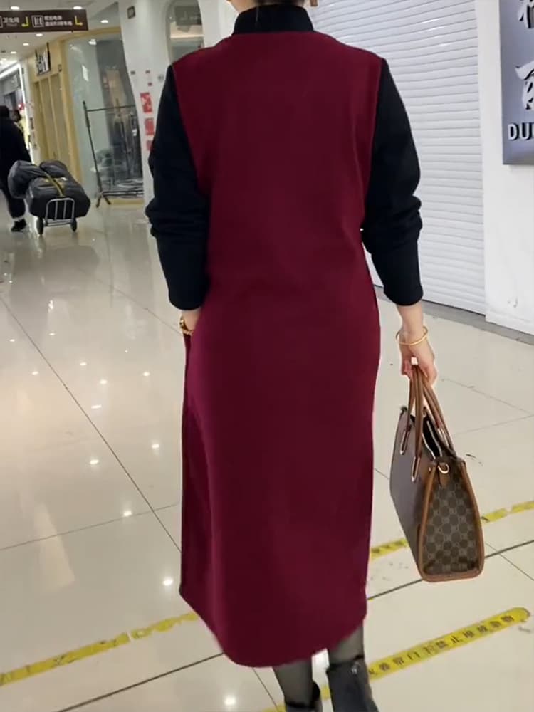 60代ファッション シンプル上品ベストワンピース
