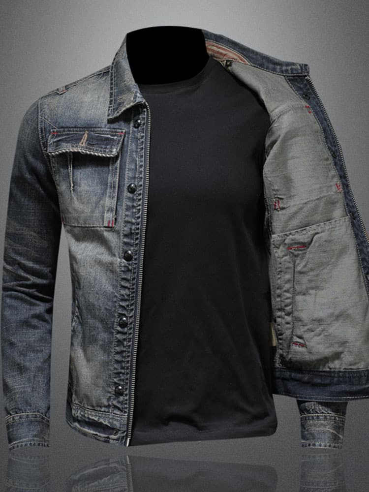 60代ファッション ヴィンテージ加工デニムジャケット
