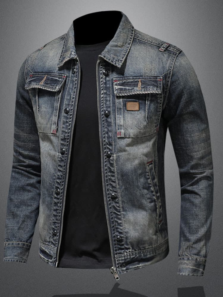 60代ファッション ヴィンテージ加工デニムジャケット