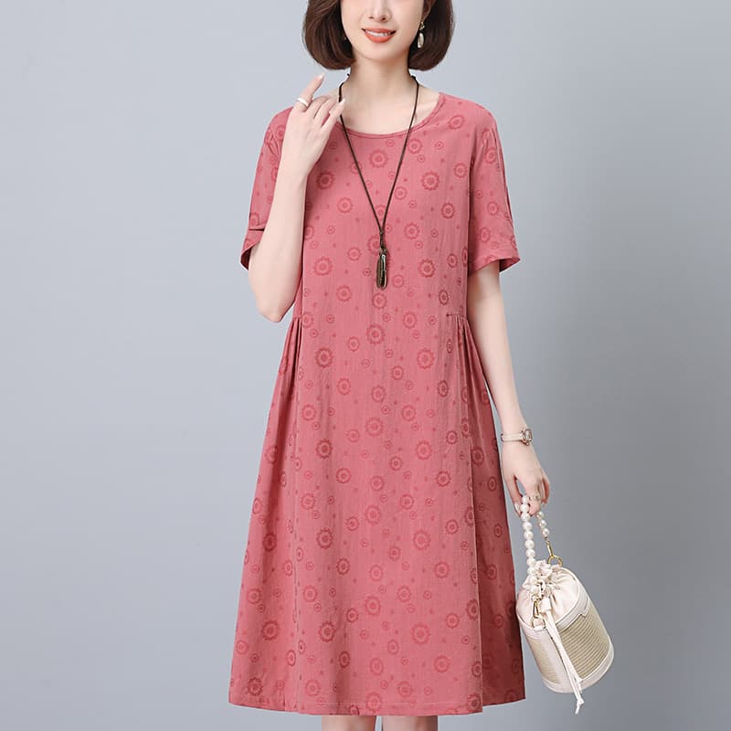 60代ファッション 花模様が上品な大人のゆったりワンピース